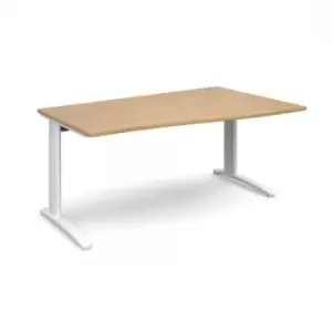 Image of Office Desk Right Hand Wave Desk 1600mm Oak Top With White Frame TR10