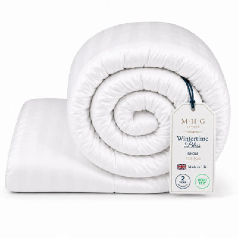 Image of MHG Living 13.5 Tog Winter Duvet - Hotel Quality Striped Microfibre Duvet, Breathable & Hypoallergenic