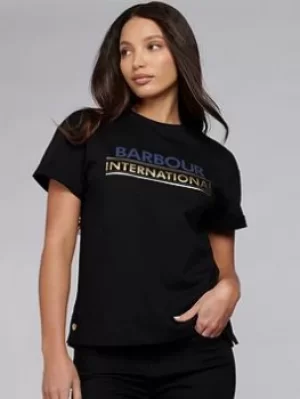 Image of Barbour International Sitka Tee -black, Black, Size 14, Women