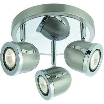 Image of Searchlight Palmer - 3 Light Adjustable Ceiling Spotlight Satin Silver, Chrome, GU10