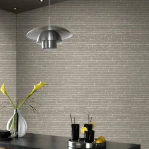 image of Superfresco Easy Grey Brick Effect Wallpaper - One size