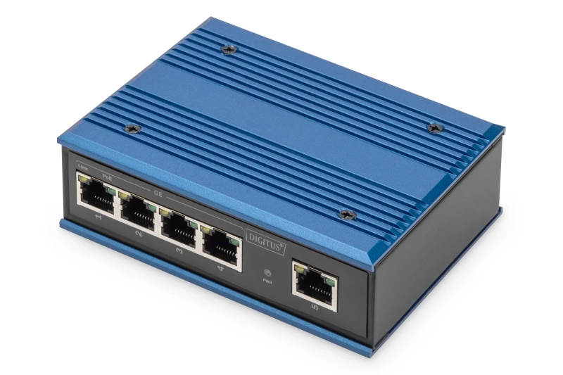 Image of Digitus 4 Port Gigabit Network PoE Switch. Industrial. Unmanaged. 1 RJ