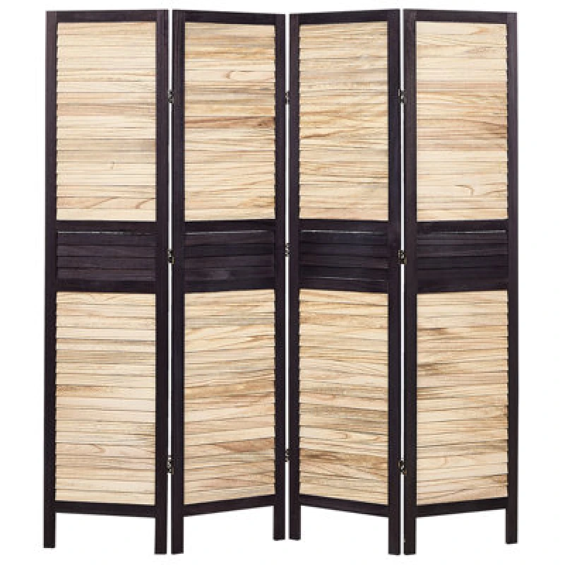 Image of Beliani 4 Panel Room Divider Brennerbad Brown/ Black 164cm 170 Cm