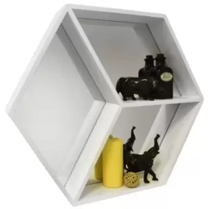 image of Techstyle Hexagon Wall Mounted Cube Storage Shelf With Mirror White