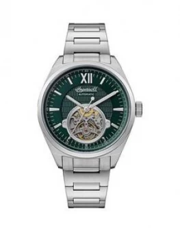 Image of Ingersoll Ingersoll The Shelby Green Skeleton Eye Automatic Dial Stainless Steel Bracelet Watch
