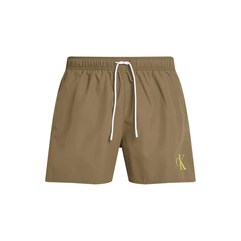 Image of Calvin Klein Mens Medium Drawstring Quick-Drying Mid-Length Swim Shorts Dusky Green male S