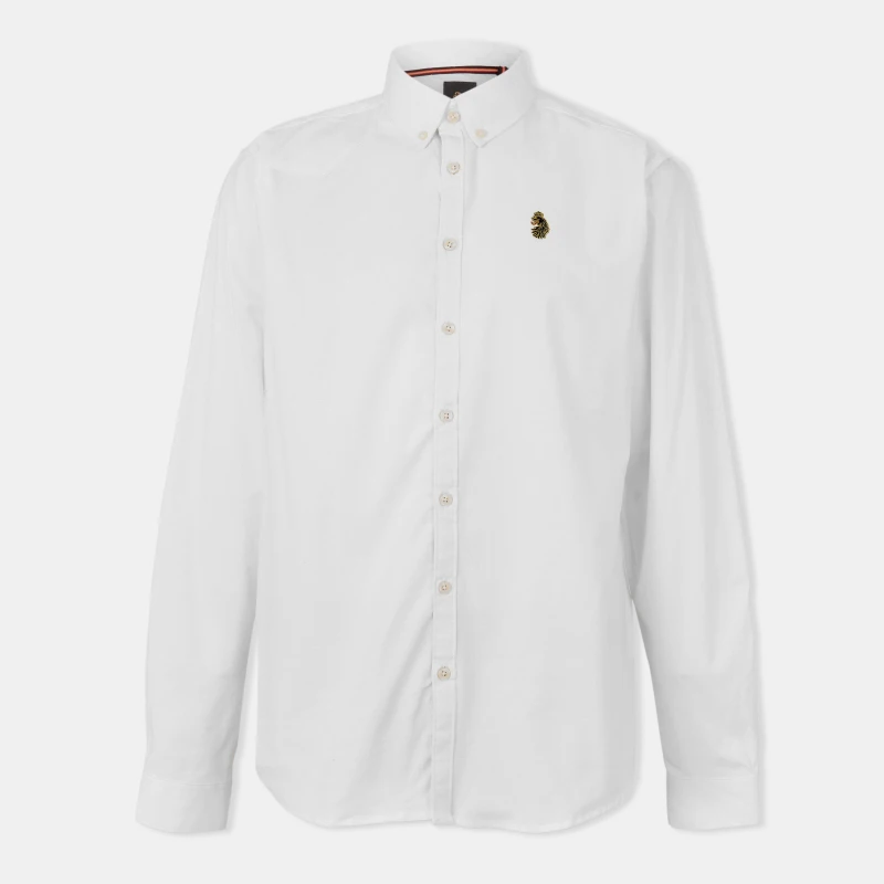 Image of Luke Mens Long-Sleeve Oxford Shirt White male Medium