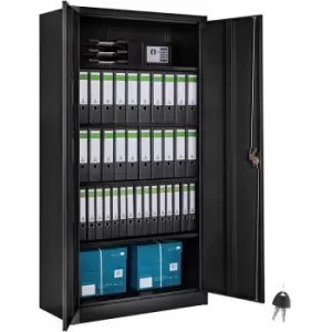 Image of Tectake - Filing cabinet with 5 shelves - metal filing cabinet, office cabinet, home filing cabinet - Black 90cm - black