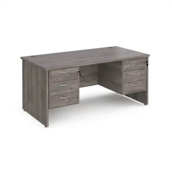Image of Maestro 25 Maestro 25 straight desk 1600mm x 800mm with two x 3 drawer pedestals - grey oak top with panel end leg MP16P33GO