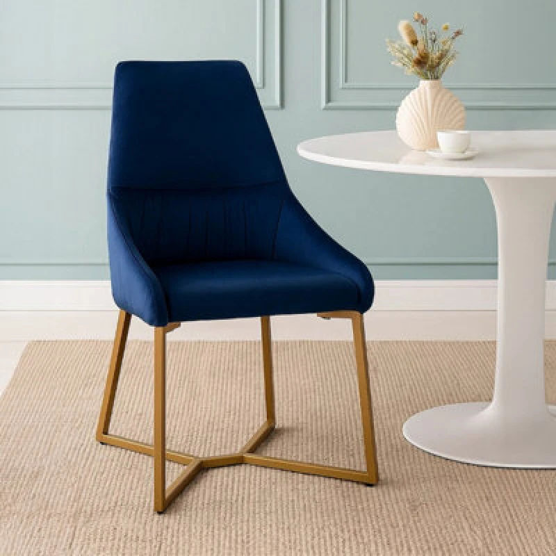 Image of Orsina Midnight Velvet Dining Chair, Occasional Arm Chair For Lounge, Living Room , Sturdy Base With Soft Cushioning