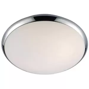 Image of Italux Kreo - Modern Flush Ceiling Light Chrome, White 2 Light with White Shade, E27, IP44