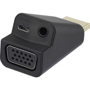 Image of Renkforce RF-4149768 HDMI / VGA Adapter [1x HDMI plug - 1x VGA socket, Jack socket 3.5 mm] Black