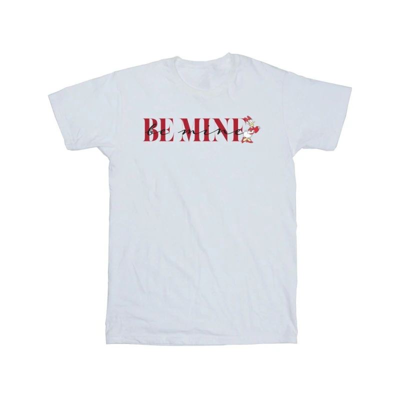 Image of Disney Men Valentine Be Mine Daisy Duck Cotton T-Shirt in White Size: Small White S Male 5063376356657