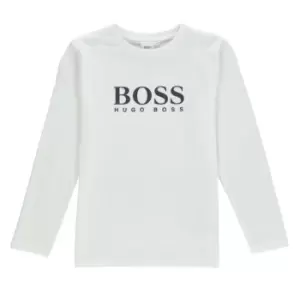 Image of Boss Boss Logo Long Sleeve T Shirt Junior - White
