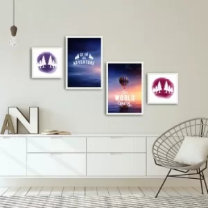 Image of 4PBCT-14 Multicolor Decorative Framed MDF Painting (4 Pieces)