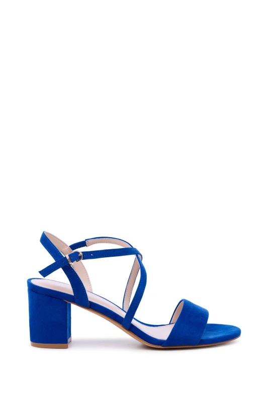 Image of Paradox London Womens Honeysilk' Wide Fit Block Heel Sandals in Royal Size: 8E Royal Female 8E