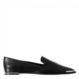 image of DKNY Lona Leather Flat Pumps - BLK GLD BGD