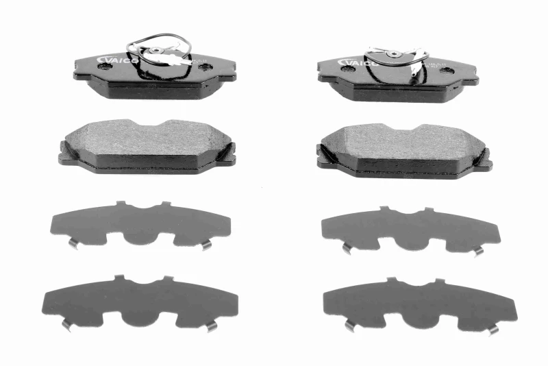 Image of VAICO V46-0148 Brake pad set Front Axle, incl. wear warning contact, Q+, original equipment manufacturer quality, with brake caliper screws Brake Pad