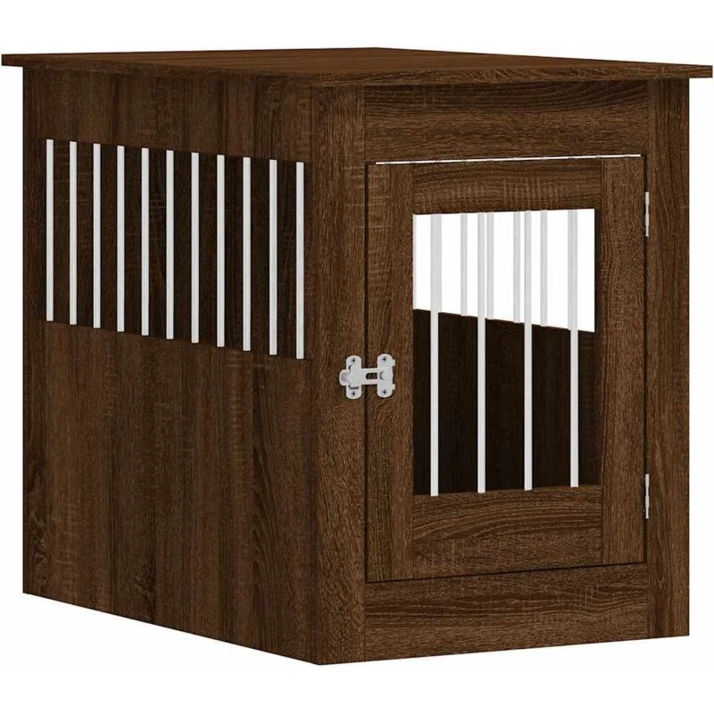 Image of vidaXL Dog Crate Furniture Brown Oak 55x80x68cm Engineered Wood, Brown 838329