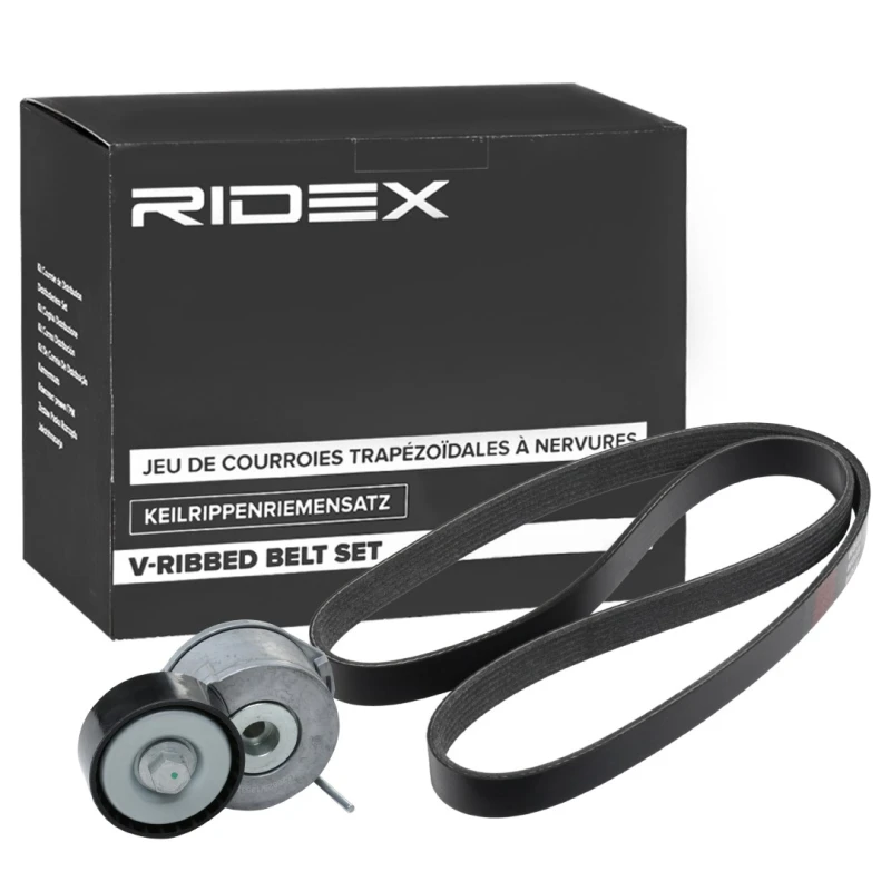Image of RIDEX 542R0087 V-ribbed belt set Check alternator freewheel clutch & replace if necessary V-Ribbed Belt Set (542)