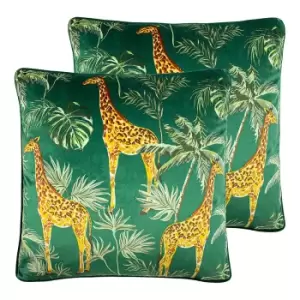 Image of Giraffe Palm Twin Pack Polyester Filled Cushions