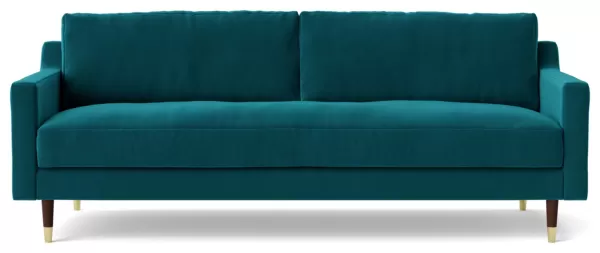 image of Swoon Rieti Velvet 3 Seater Sofa- Kingfisher Blue