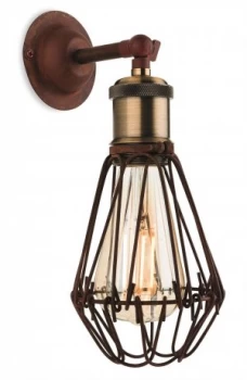 Image of 1 Light Wall Cage Light Rustic Brown, E27
