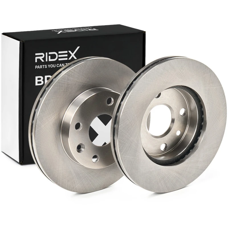 Image of RIDEX 82B0962 Brake disc Front Axle, Vented, Cast Iron, Uncoated, Untreated, without bolts/screws Cast Iron Brake Disc (82)