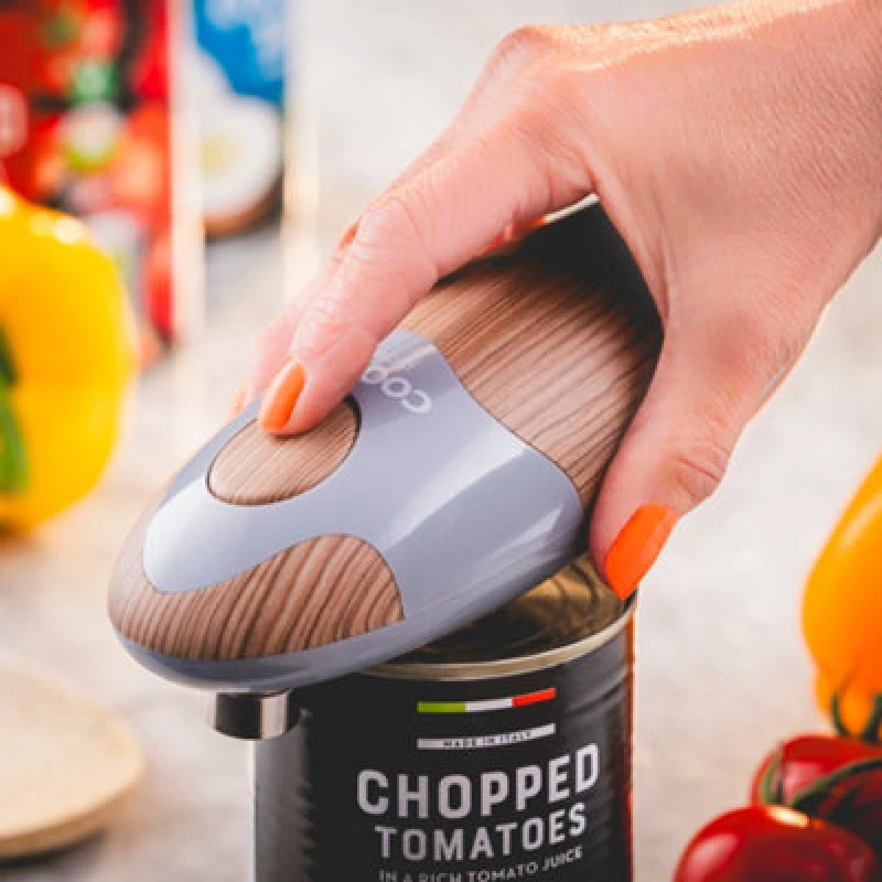 Image of Cooks Professional Automatic Can Tin Opener - Battery Powered Tin Opening Kitchen Tool - Nordic Grey