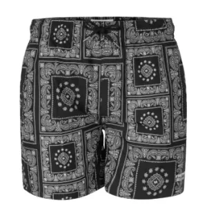 image of Firetrap Printed Swim Shorts Mens - Black