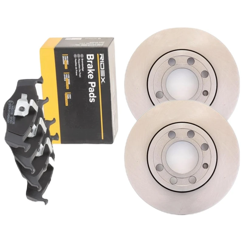 Image of RIDEX 3405B3266 Brake disc and pads set Front Axle, Brake Disc Type: Vented, not prepared for wear warning indicator Brake Set,disc brakes (3405)