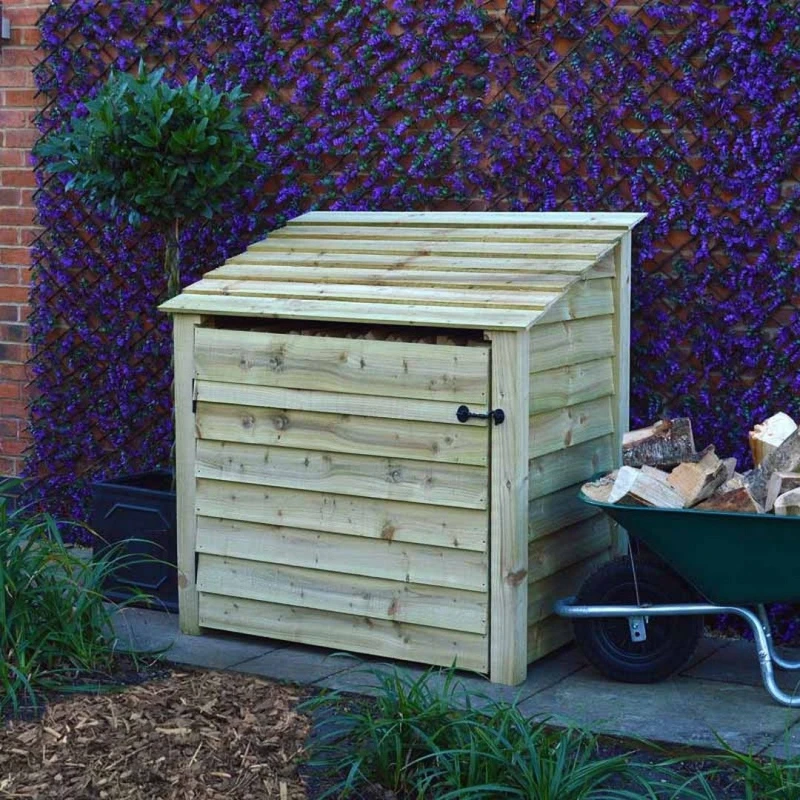 Image of Rutland County Garden Furniture Ltd Greetham 4ft Log Store with Doors - L80 x W123 x H128cm - Light Green Light Green Unisex