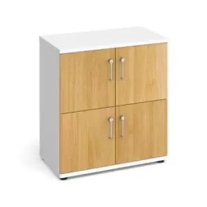 image of Wooden storage lockers 4 door - white with oak doors