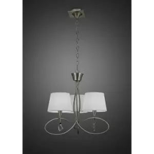 image of Mara pendant lamp 3 E14 bulbs, antique brass with ivory white lampshade