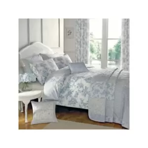 image of Dreams & Drapes Malton Floral Toile Print Reversible Duvet Cover Set, Blue, King