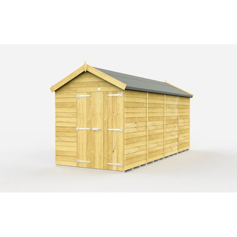 Image of Buttercup Farm 7 x 15 Feet Apex Shed - Double Door W/O Window - L454 x W214 x H217cm in Brown Brown Unisex