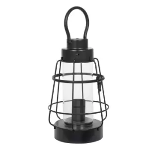 image of Black Metal & Clear Glass Oil Lantern Effect Table Lamp