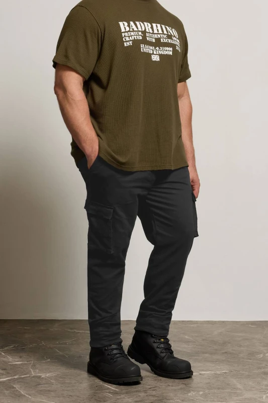 Image of BadRhino BadRhino Men Stretch Cargo Trousers in Black Size: 48R Black 48R Male 5059738088458