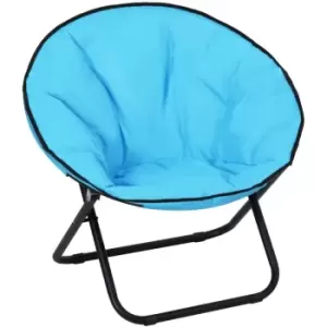 image of Outsunny Folding Saucer Moon Chair Oversized Padded Seat Round Oxford Blue - Blue