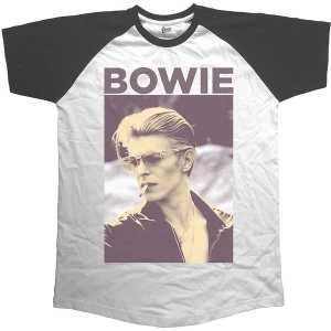 image of David Bowie - Smoking Unisex Large T-Shirt - Black,White