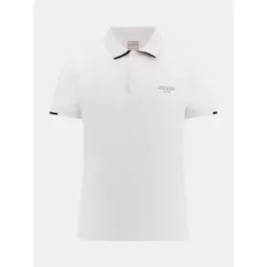 Image of Guess Nolan Short Sleeve Polo Shirt - White