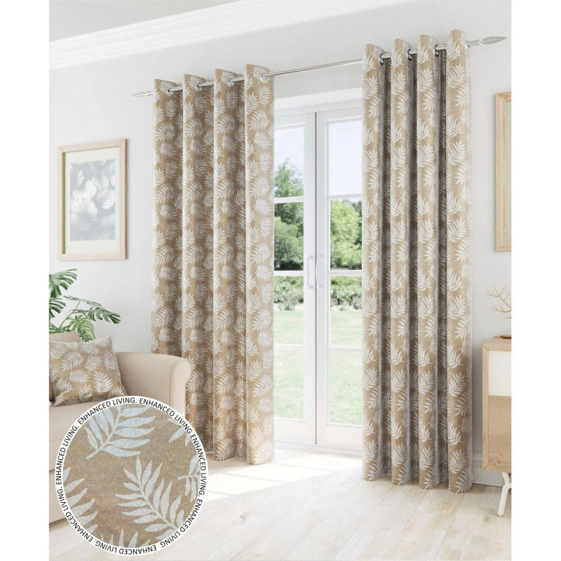 Image of Enhanced Living Oakland Latte Leaf Pattern, Thermal Room Darkening - Beige Beige One Size