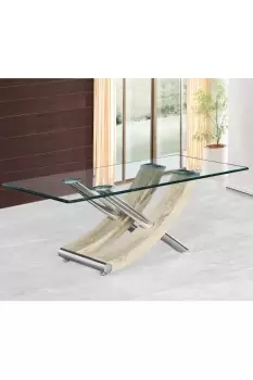 Image of Nuovo Coffee Table, Tempered Clear Glass Top With Cross Leg
