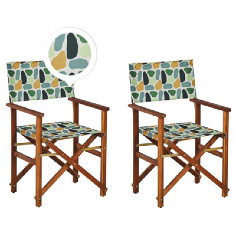 Image of Beliani Set Of 2 Garden Chairs Cine Acacia Wood Multicolour