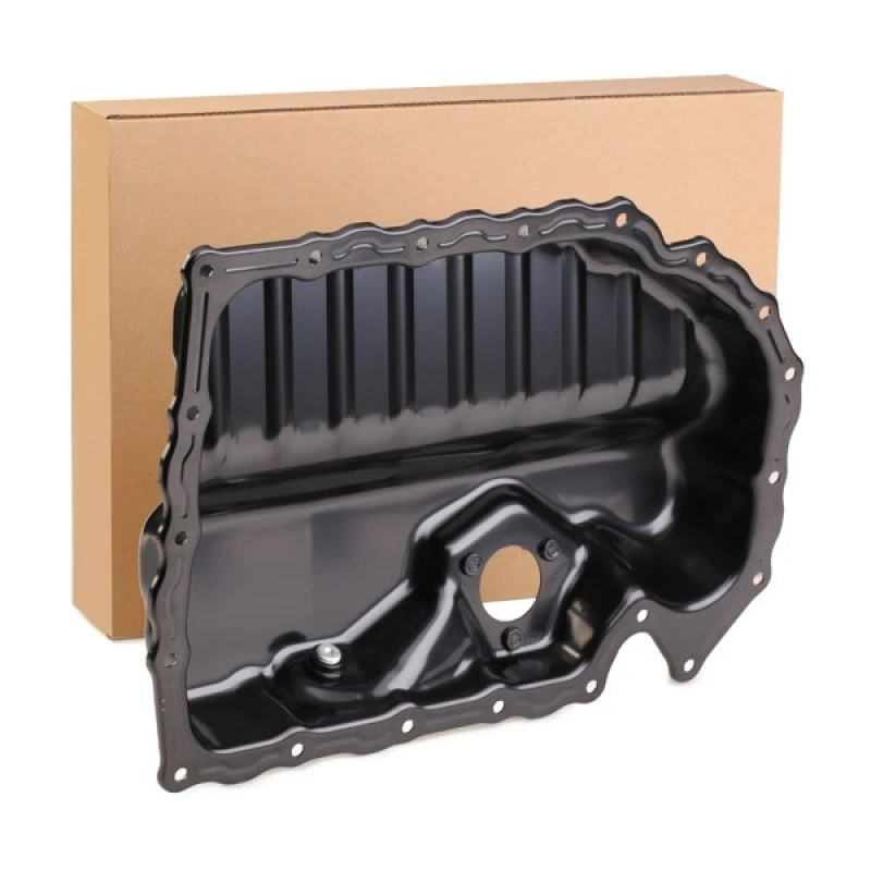 Image of RIDEX 592O0117 Oil Sump with bore for oil-level sensor, with oil drain plug Steel Oil Pan (592)