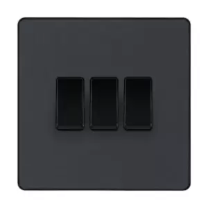 Image of BG Evolve Matt Grey Triple Light Switch 20A 16Ax 2 Way - PCDMG43B