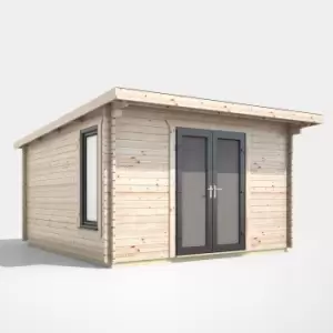 image of Power 12' x 12' Pent Log Cabin Doors Central