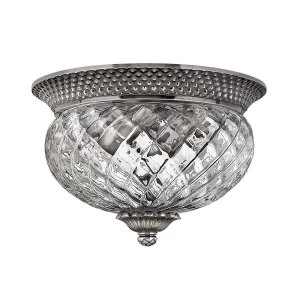 Image of 2 Light Small Semi Flush Ceiling Light Polished Antique Nickel, E27
