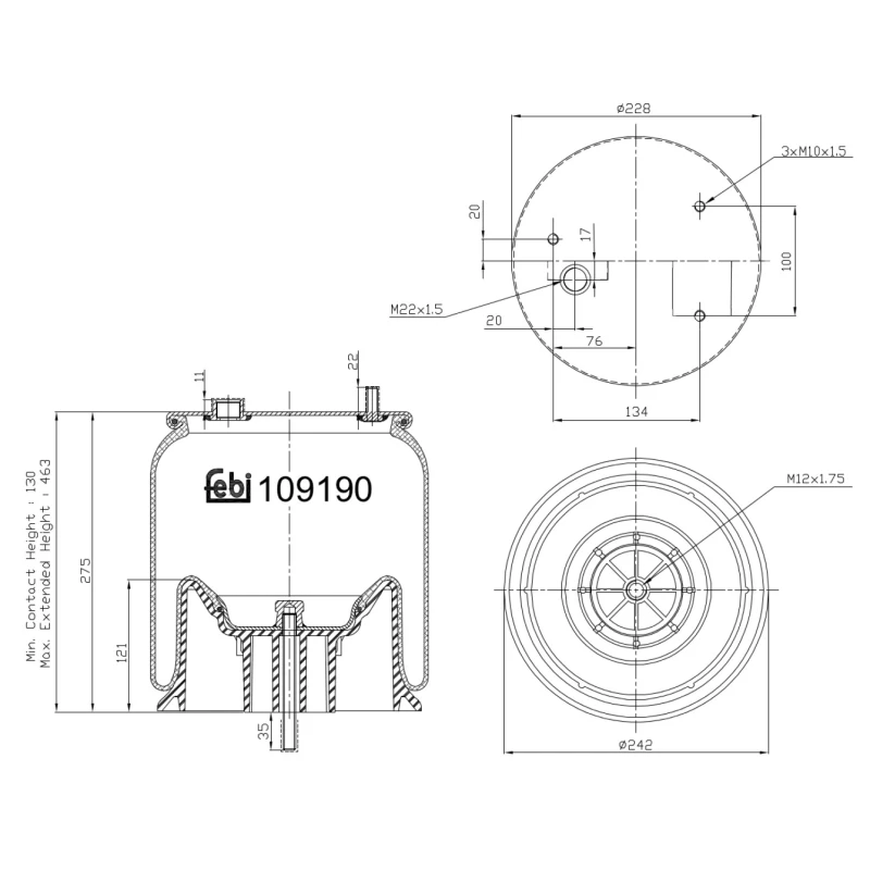 Image of FEBI BILSTEIN 109190 Boot, air suspension Boot,air suspension (324)
