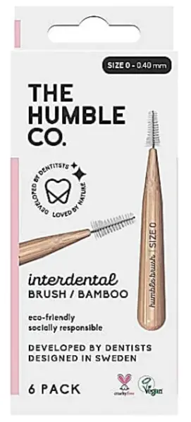 image of The Humble Co Bamboo 0.40mm Pink Interdental Brush 6Pcs